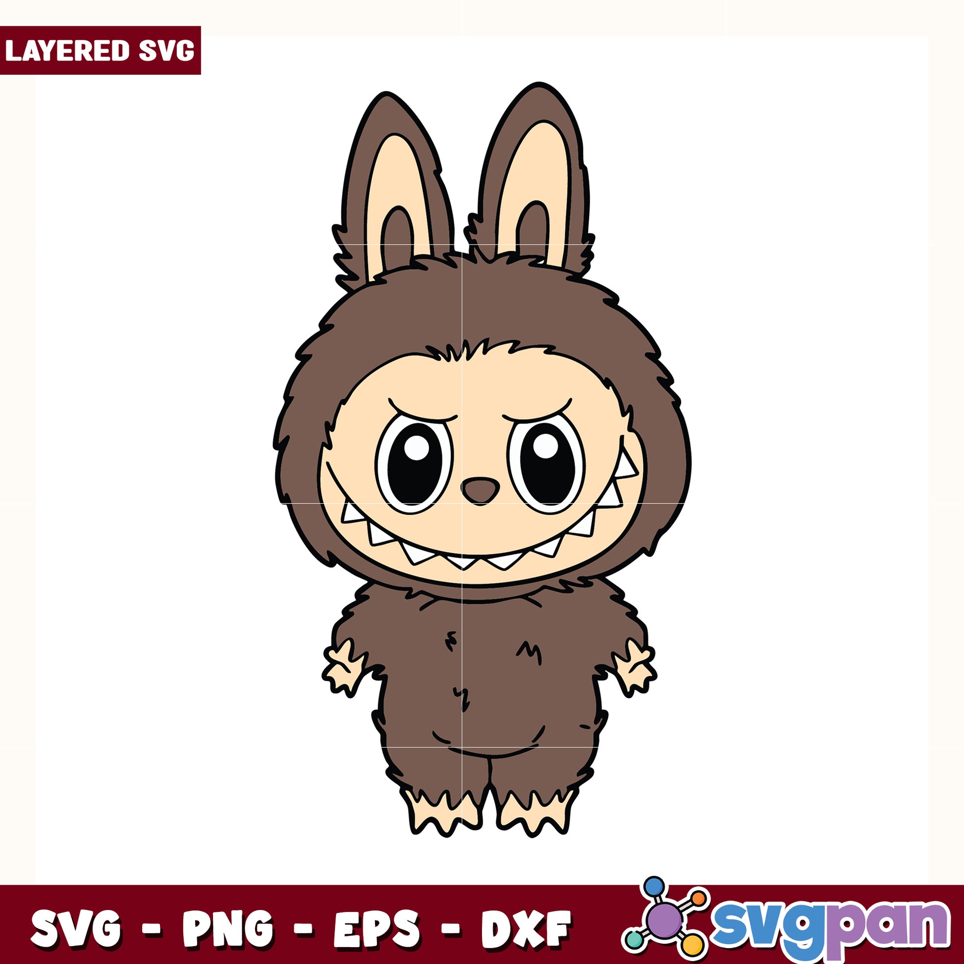 Dark brown labubu design svg, cute labubu svg, popmart labubu svg