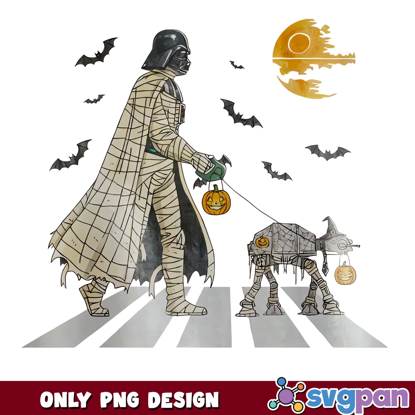 Darth Vader Mummy AT-AT Halloween Star Wars PNG, Death Star Bats, PNG