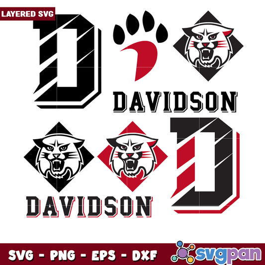 Davidson Wildcat SVG Bundle Layered Design