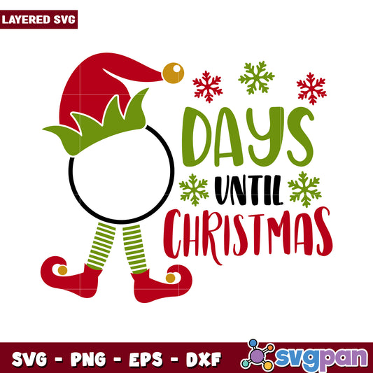 Days Until Christmas Countdown Sign, Festive SVG for Holiday Decor