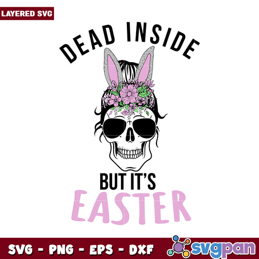 Dead Inside Easter Skull Design for Creative Projects, Layered SVG