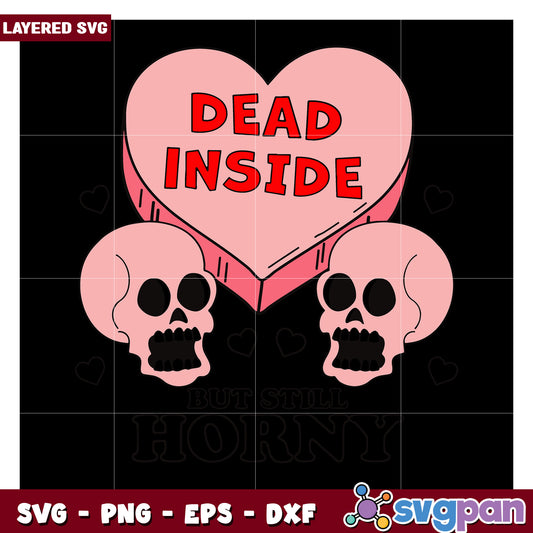 Dead Inside Heart with Skulls Design for Creative Projects, Perfect for DIY Crafts