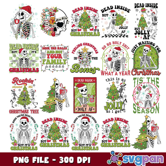 Dead inside but its christmas png bundle