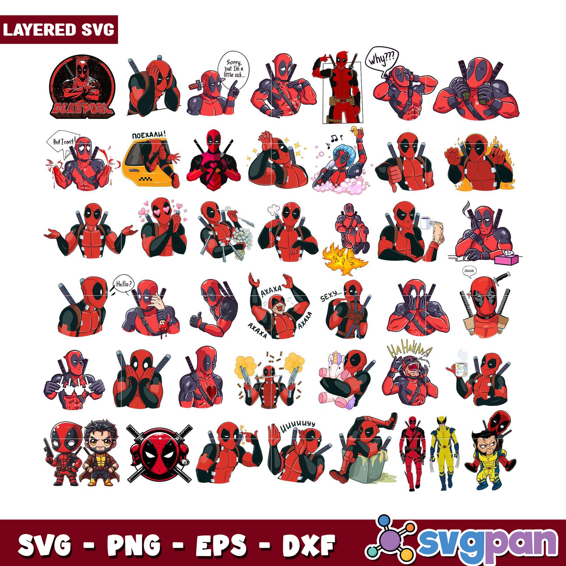 Deadpool SVG Bundle Layered Cut Files