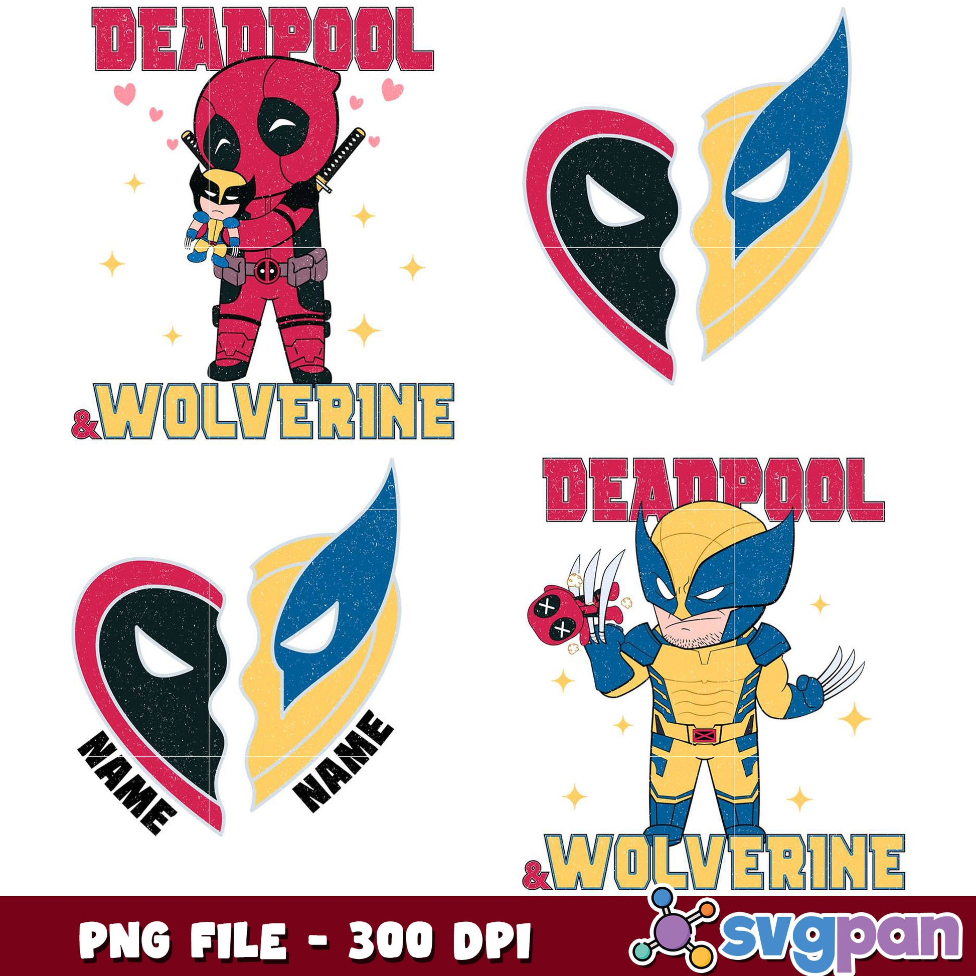 Deadpool Wolverine PNG Bundle - 300 DPI