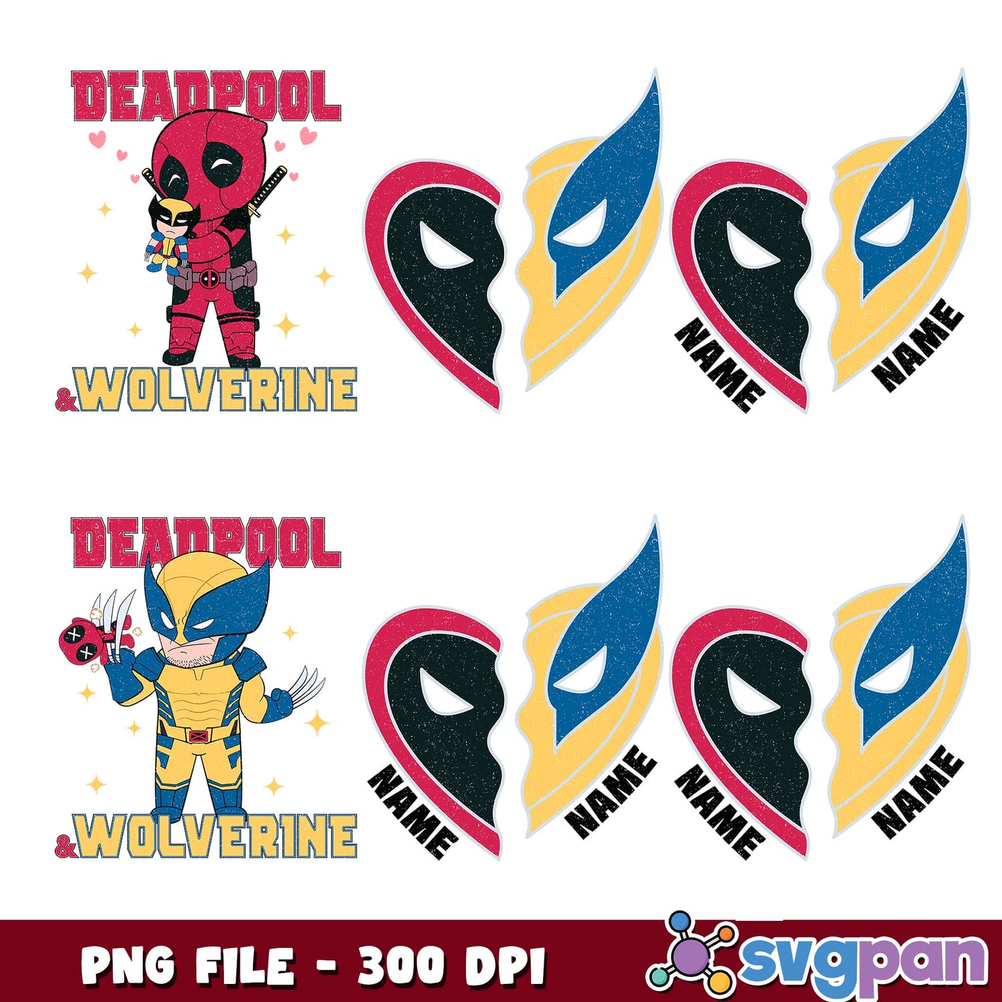 Deadpool and wolverine mask png bundle