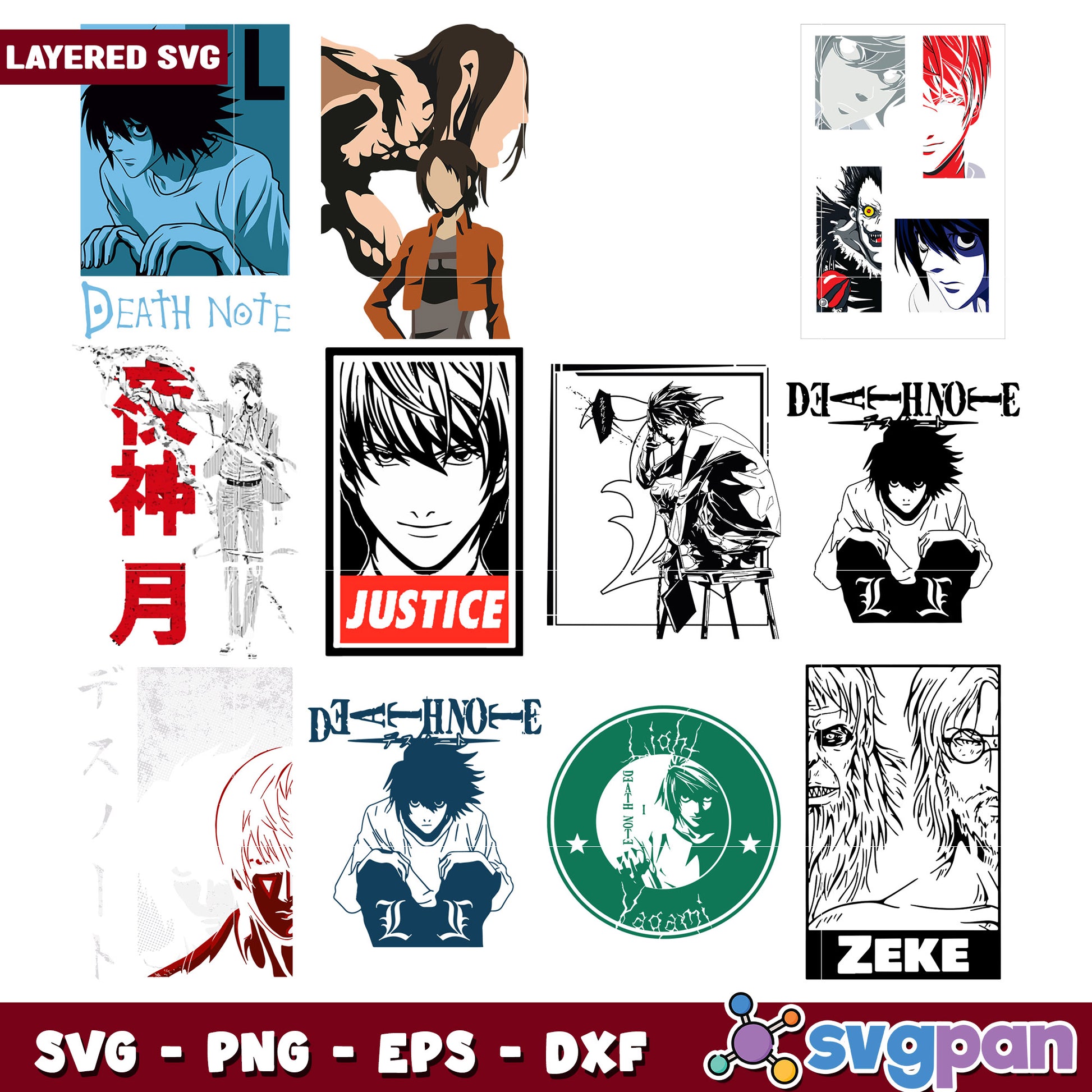 Death Note SVG Bundle Layered PNG, EPS, DXF