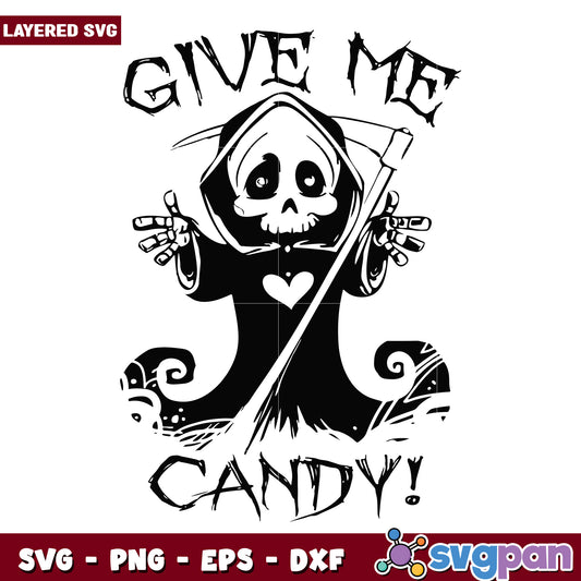 Death give me candy svg, halloween decorations svg, halloween cartoons svg