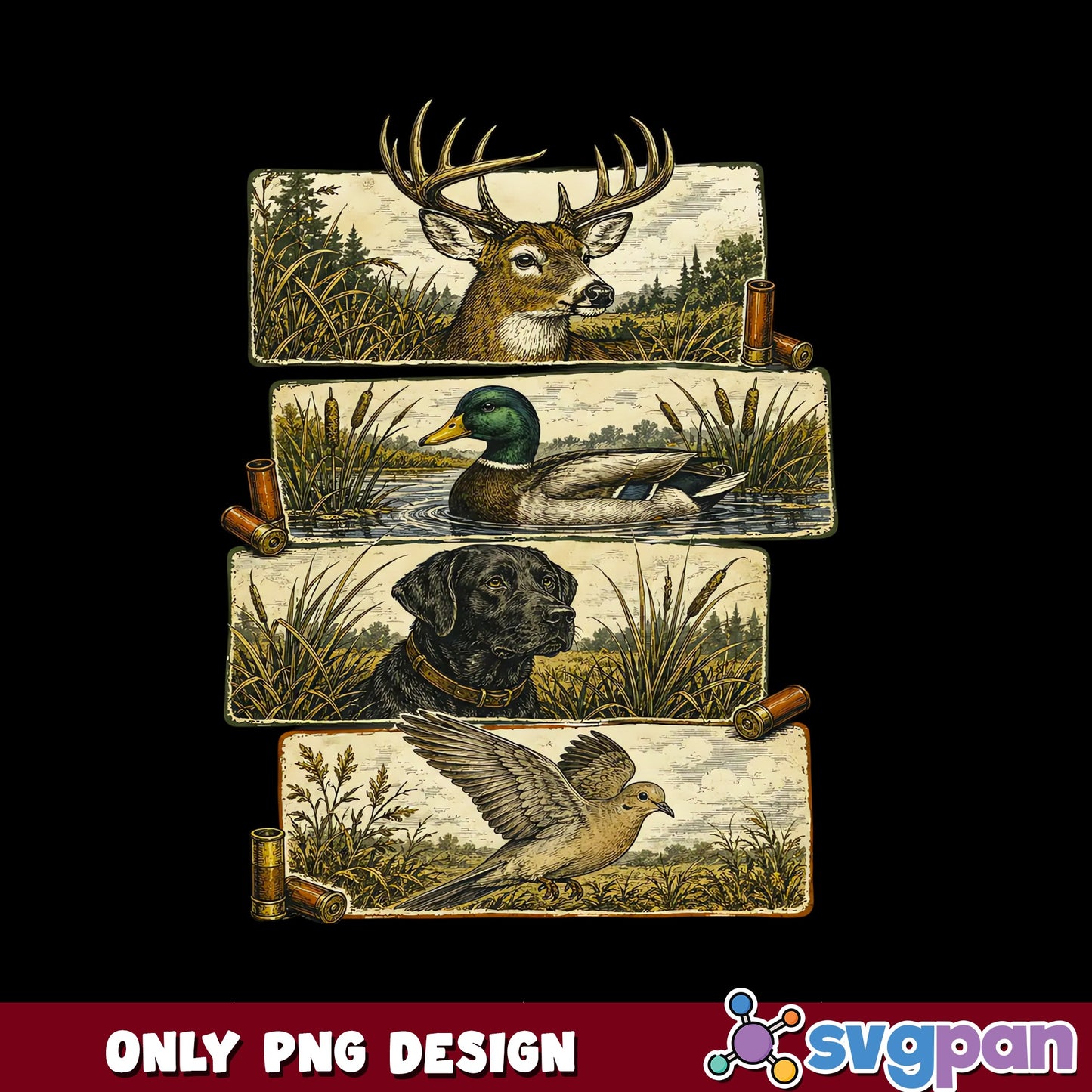 Deer Duck Dove Hunting PNG, Black Lab Dog PNG, Wildlife PNG