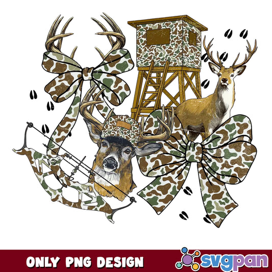 Deer Hunting Camo Bow PNG, Deer Hunter Stand PNG, Hunt PNG