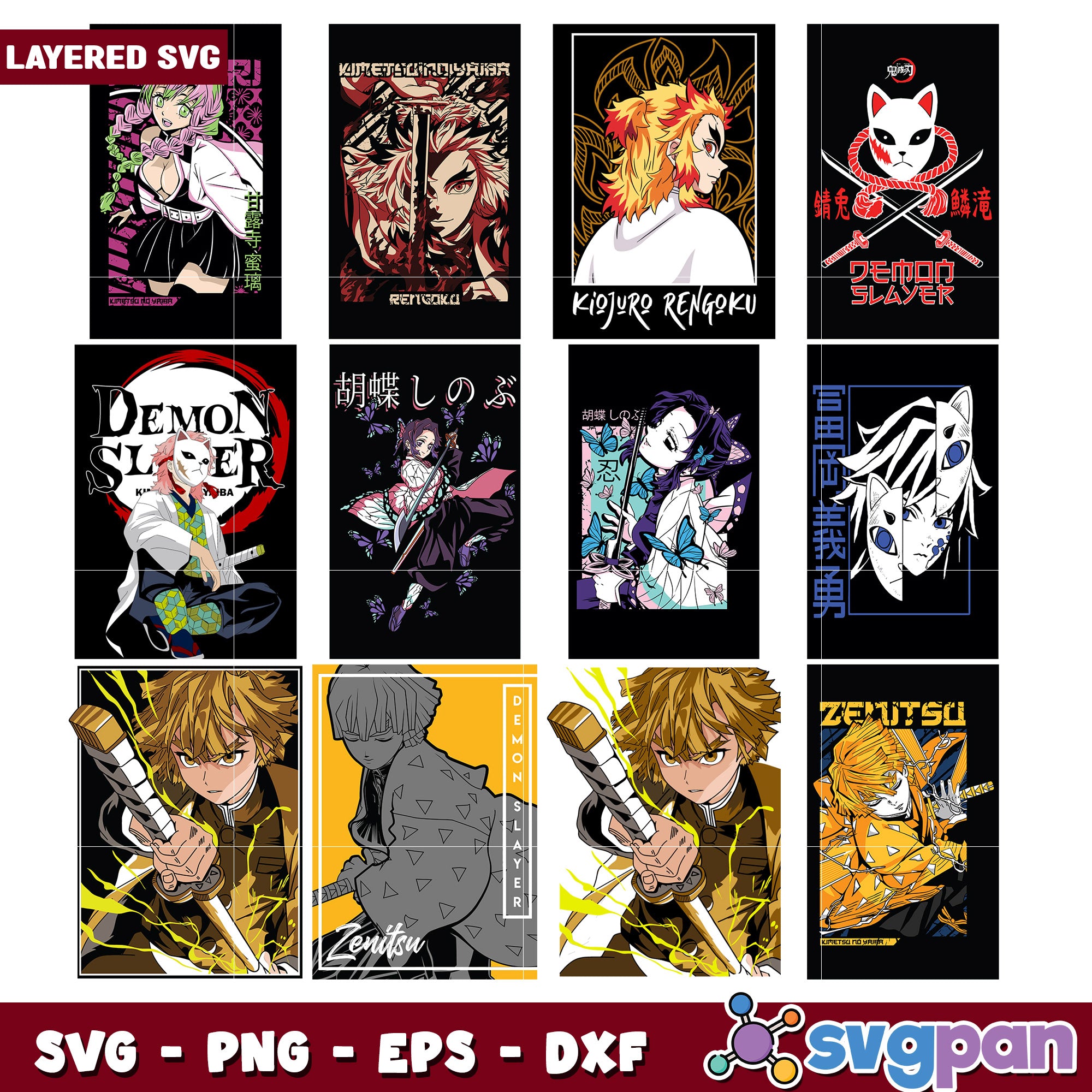 Demon Slayer Character Bundle SVG Layered Designs – svgpan