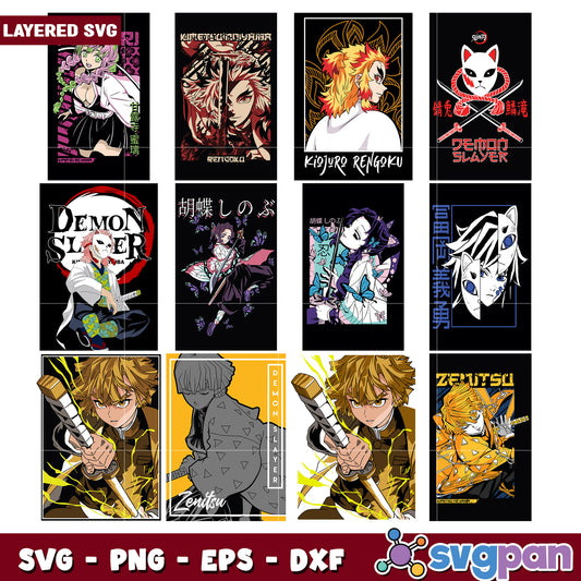 Demon Slayer Character Bundle SVG Layered Designs