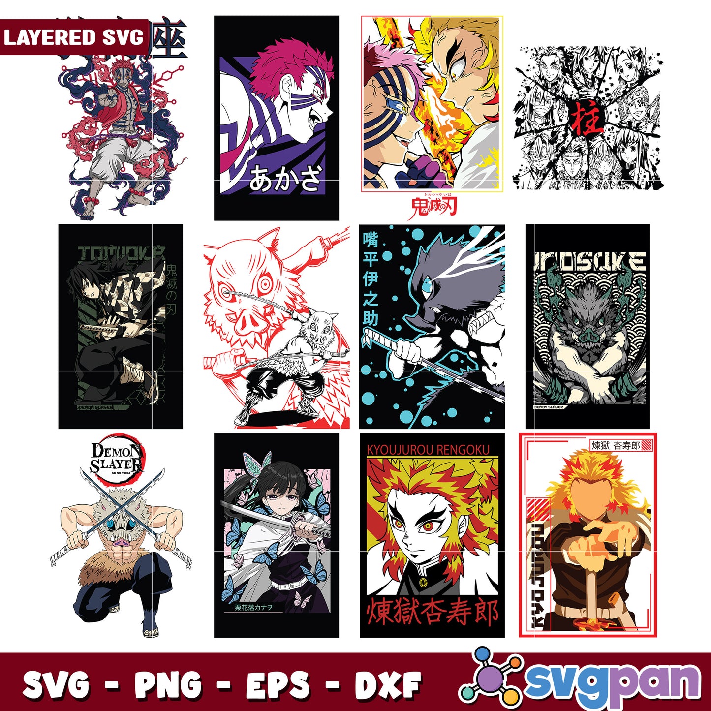 Demon Slayer Layered SVG Bundle for Creative Design