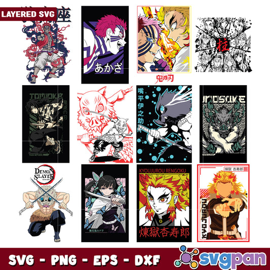 Demon Slayer Layered SVG Bundle for Creative Design