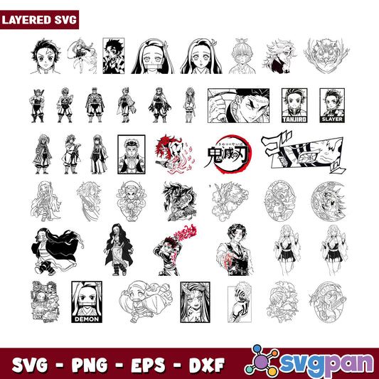 Demon Slayer SVG Bundle Layered Designs