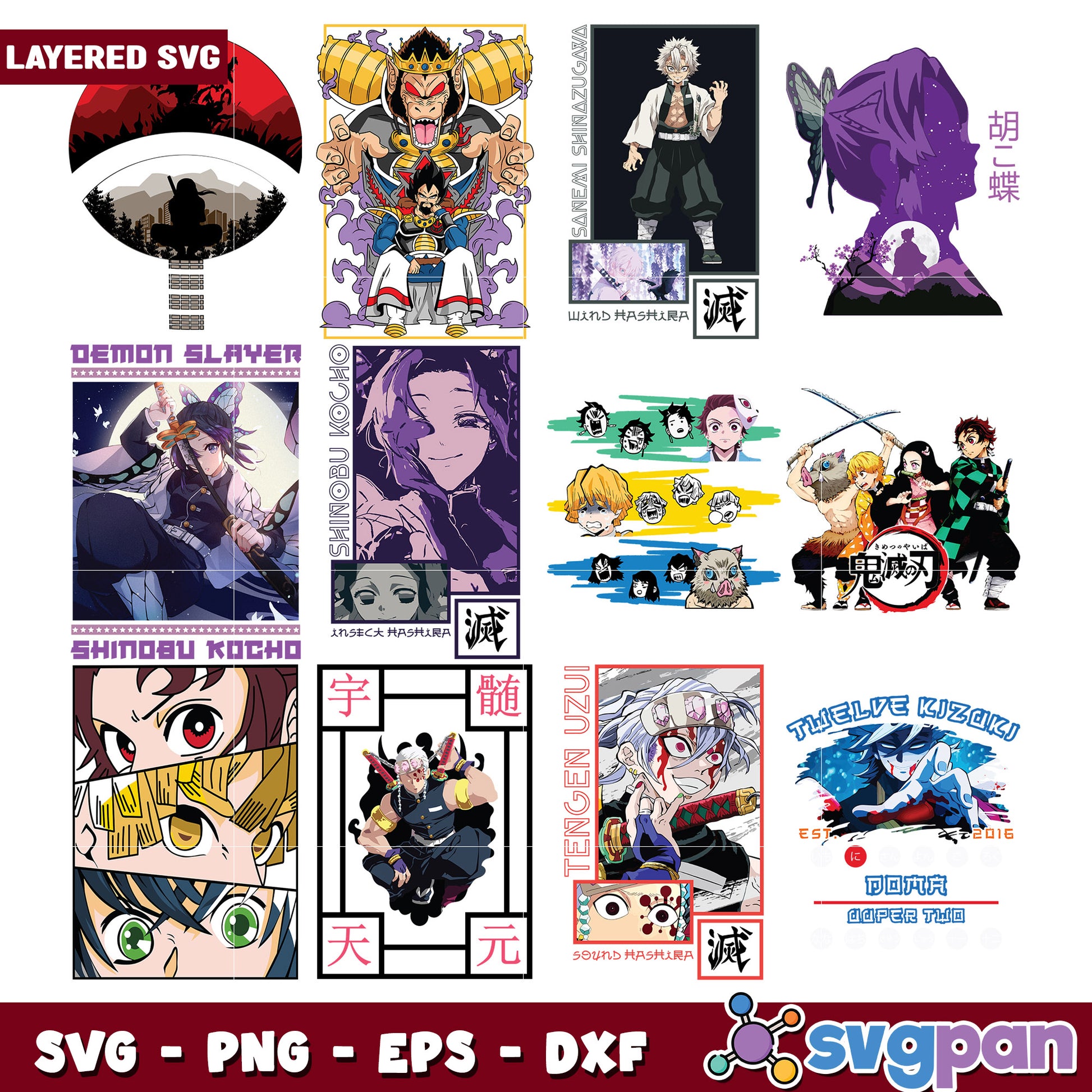 Demon Slayer SVG Bundle Layered PNG EPS DXF