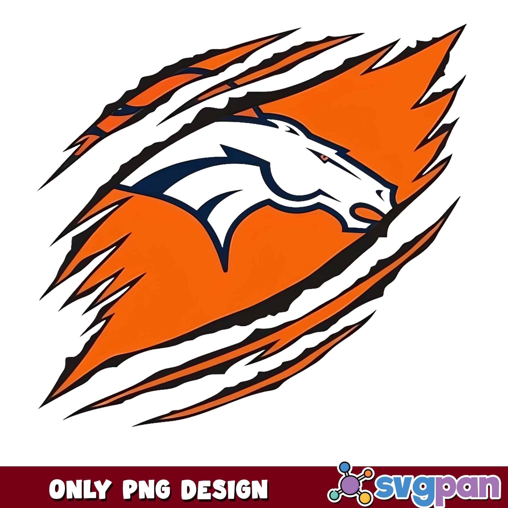 Denver Broncos Ripped Claw PNG, NFL Football PNG, Broncos PNG