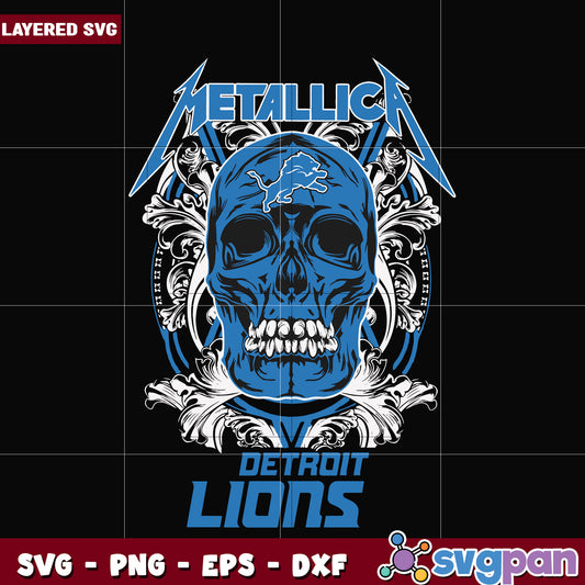 Detriot lions skull metallica svg, super bowl svg, nfl teams logo svg