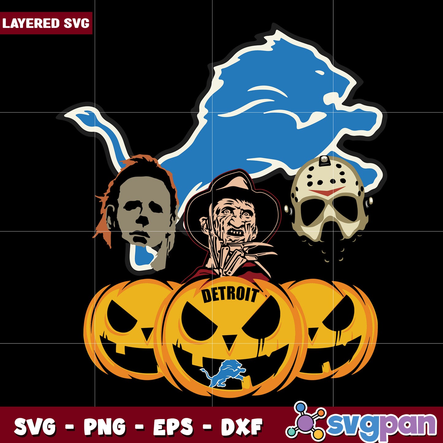 Detroit Lions halloween decoration svg, nfl teams svg, super bowl svg