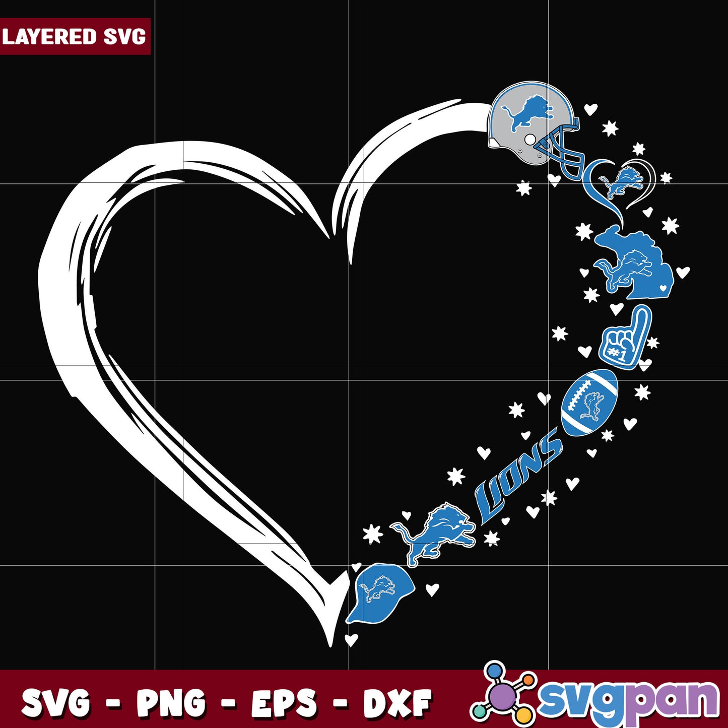 Detroit Lions heart svg, nfl teams svg, american football svg