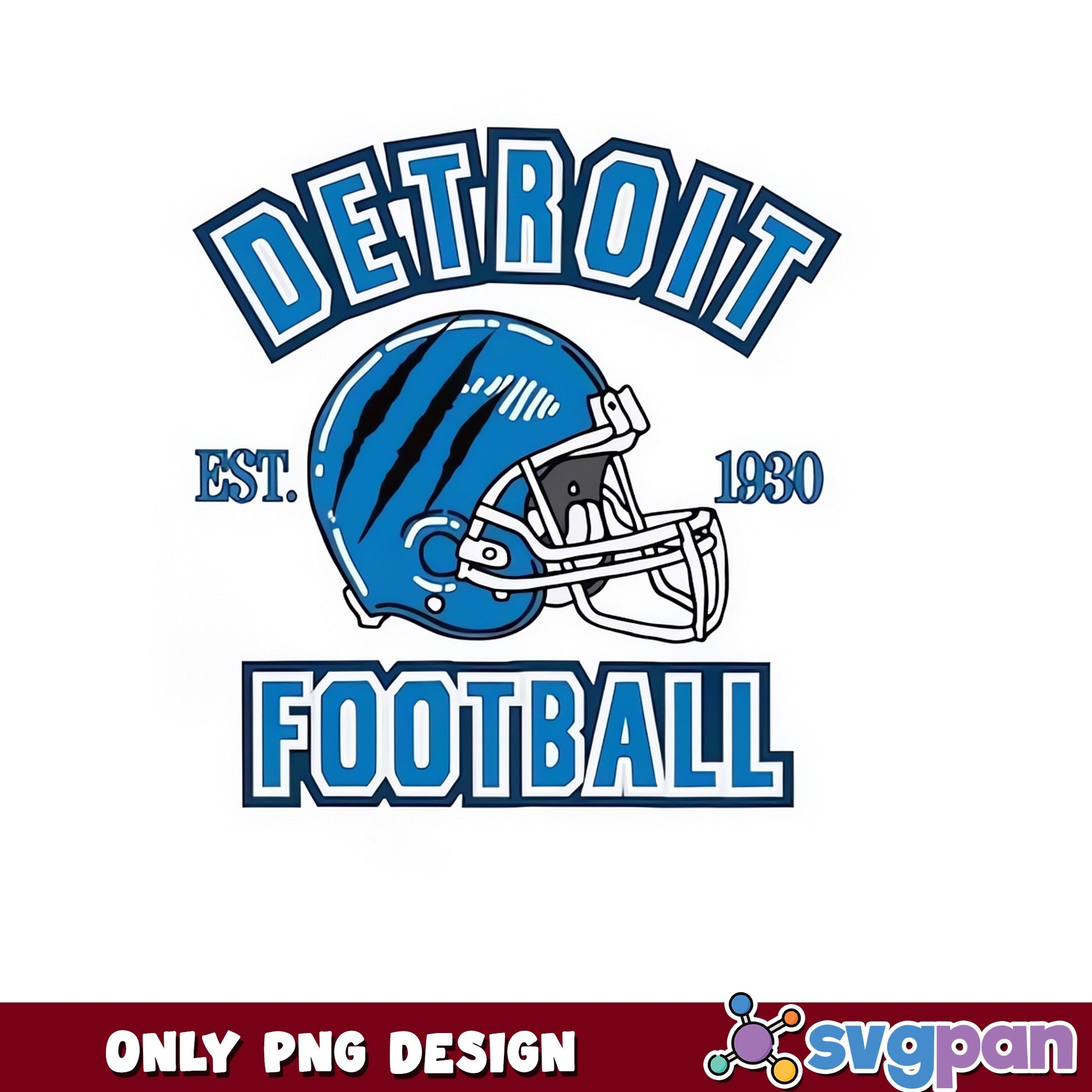Detroit Football PNG, Detroit Lions Football Helmet PNG, Est 1930 PNG