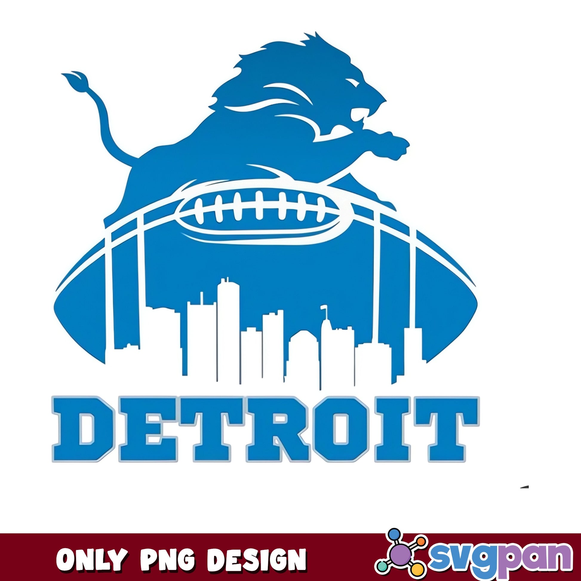 Detroit Lions Football PNG, Detroit Skyline PNG, NFL Team PNG