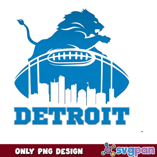 Detroit Lions Football PNG, Detroit Skyline PNG, NFL Team PNG