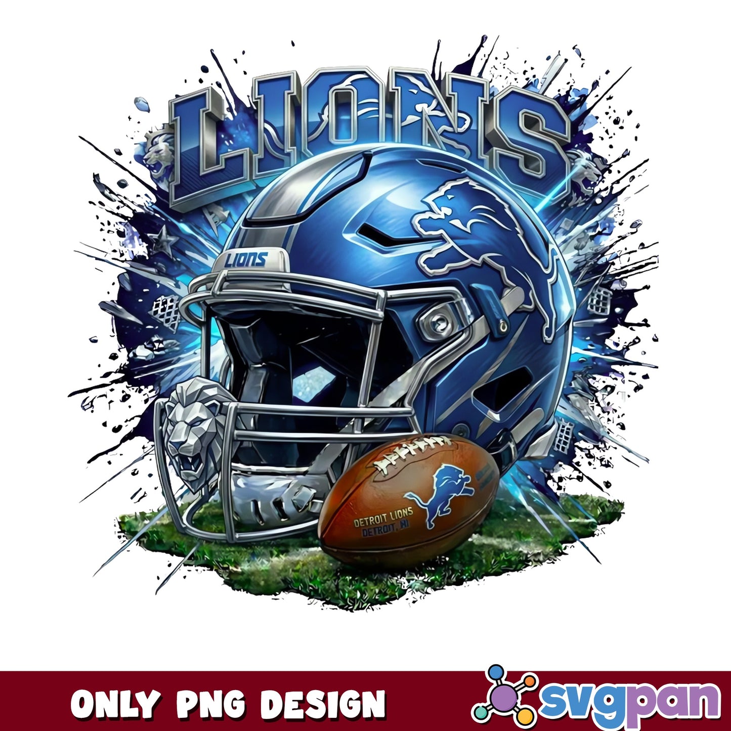 Detroit Lions Helmet Football PNG, Lions NFL PNG, Detroit PNG