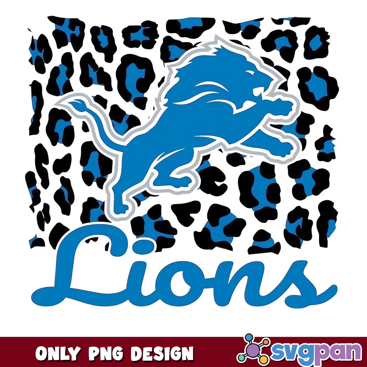 Detroit Lions Leopard Print PNG, Lions Football PNG, NFL PNG