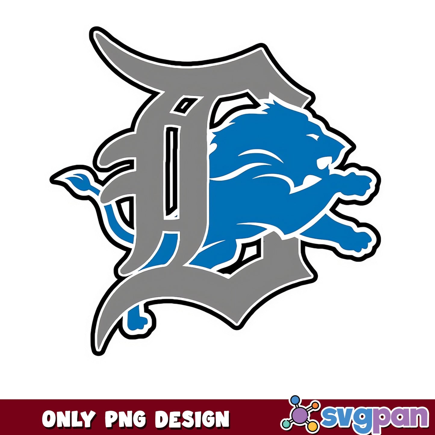 Detroit Lions Old English D Logo PNG, NFL Football PNG, Lions PNG