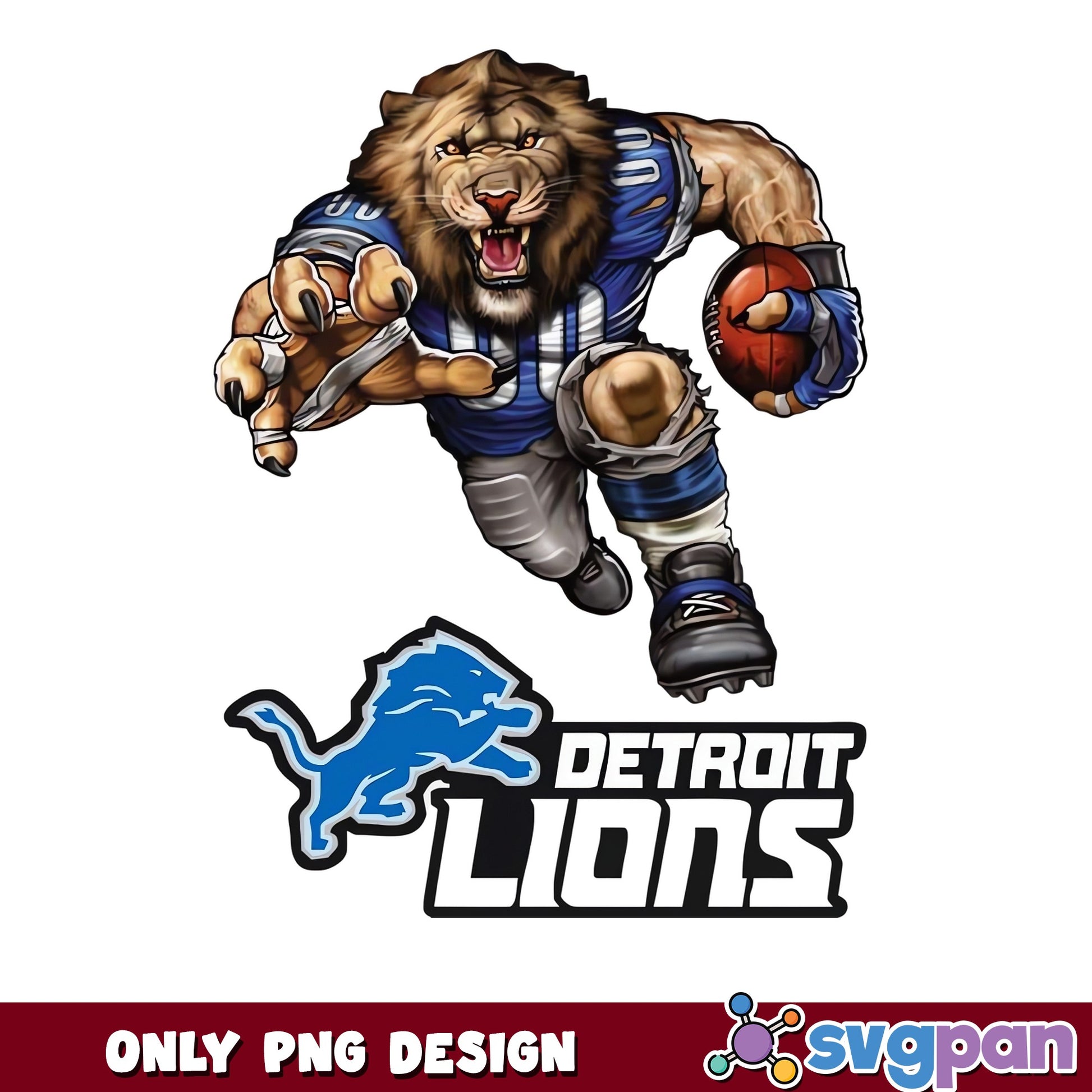 Detroit Lions PNG, NFL Football Mascot PNG, Lions Team PNG