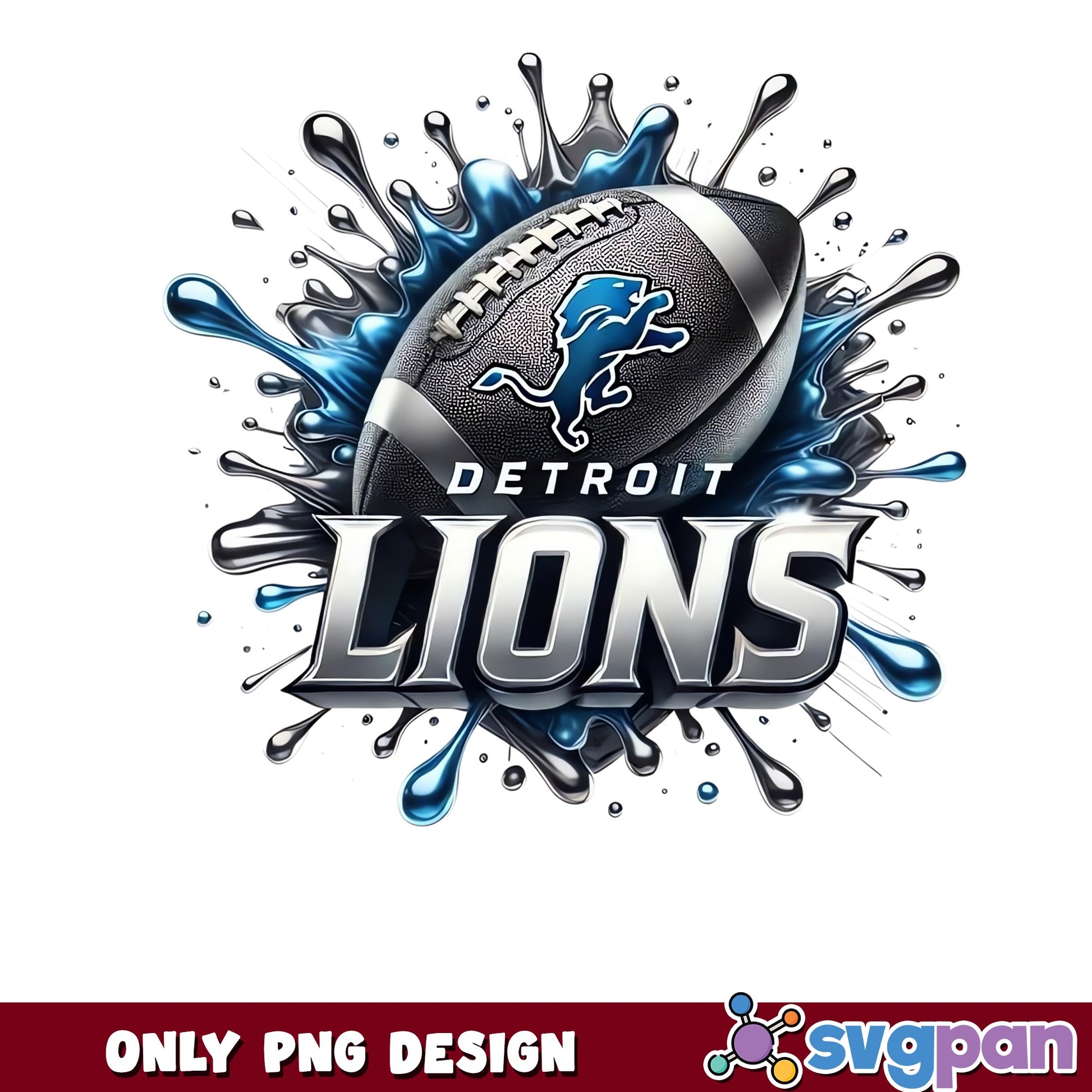 Detroit Lions PNG, NFL Football Splash Design, Lions PNG
