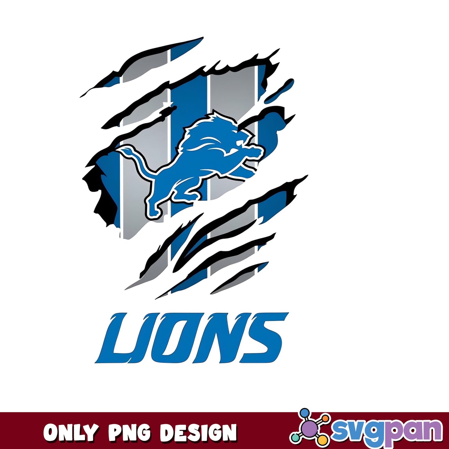 Detroit Lions Ripped Claw PNG, NFL Football PNG, Lions PNG