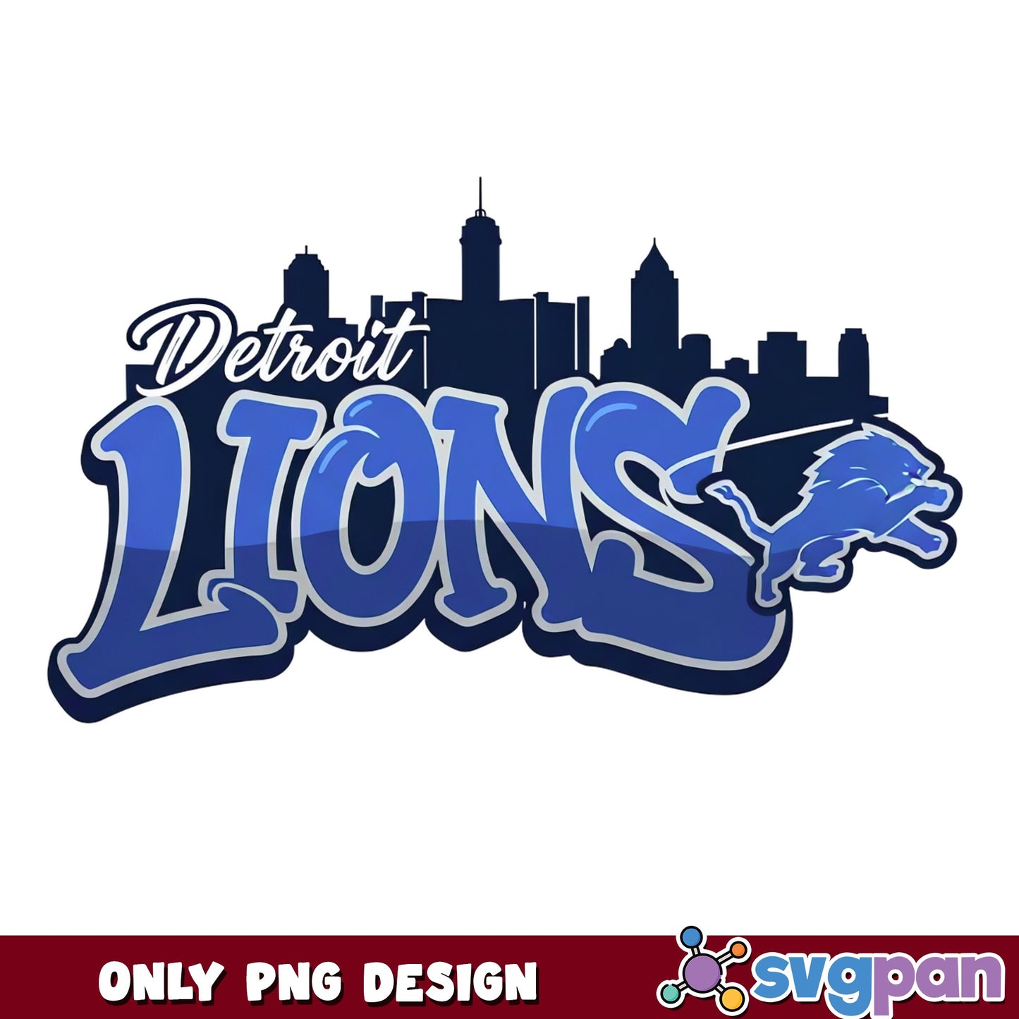 Detroit Lions Skyline PNG, NFL Football Team PNG, Lions PNG