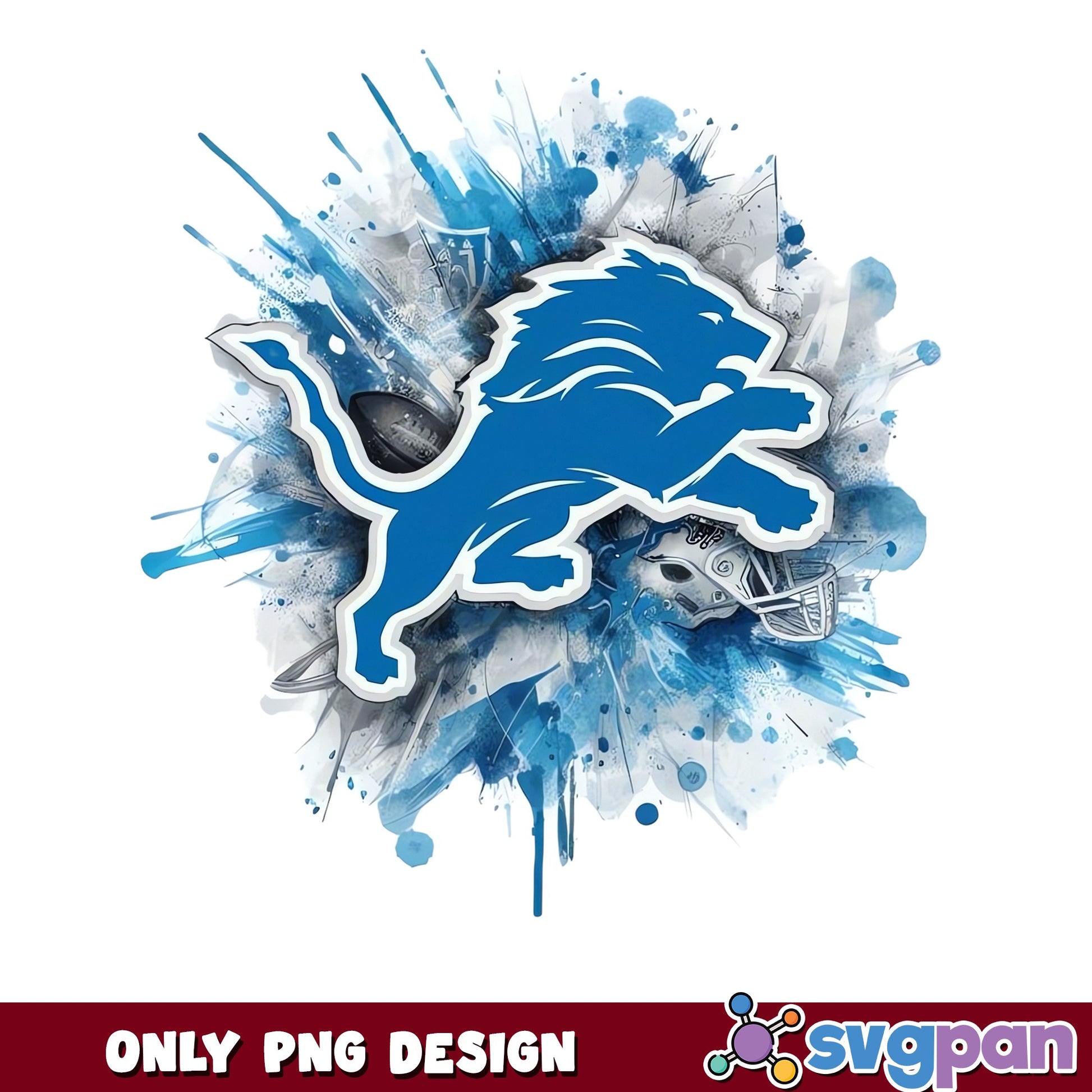 Detroit Lions Watercolor Splash PNG, NFL Football PNG, Lions PNG