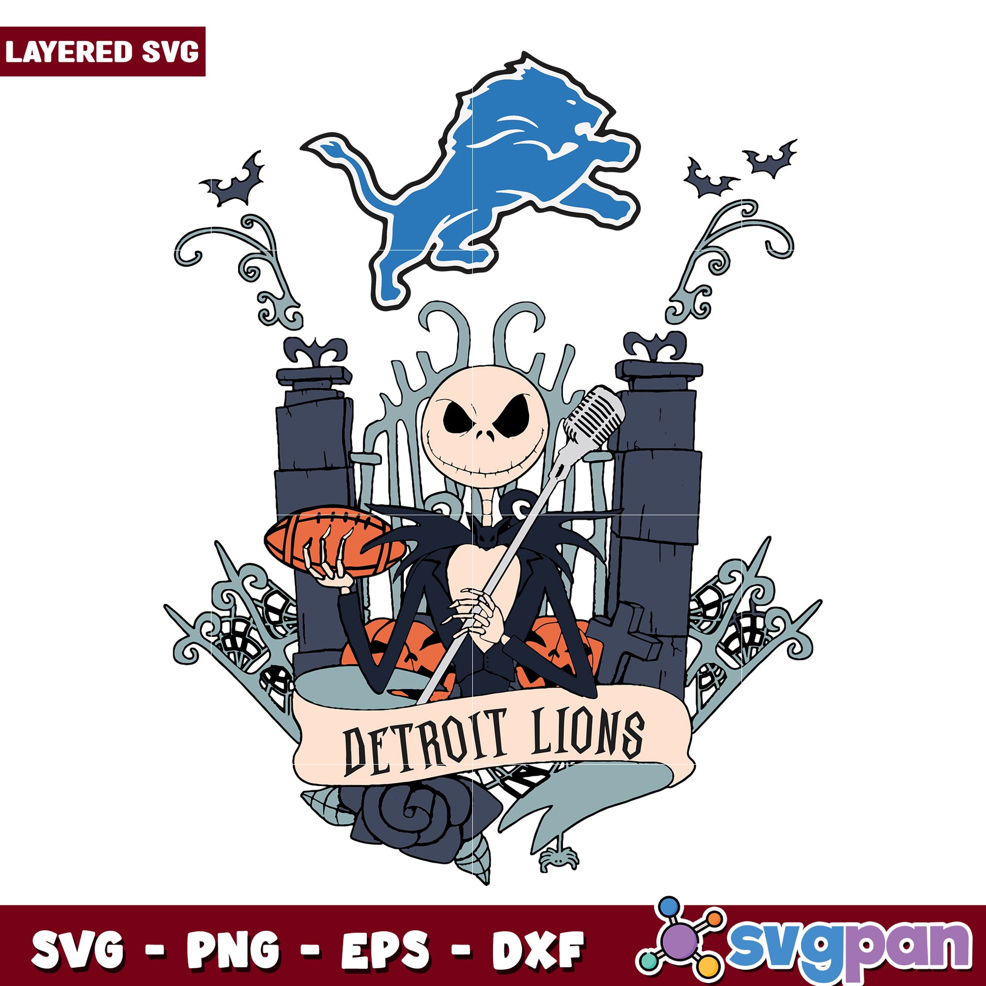 Detroit lions jack skellington svg, nfl teams svg, super bowl svg