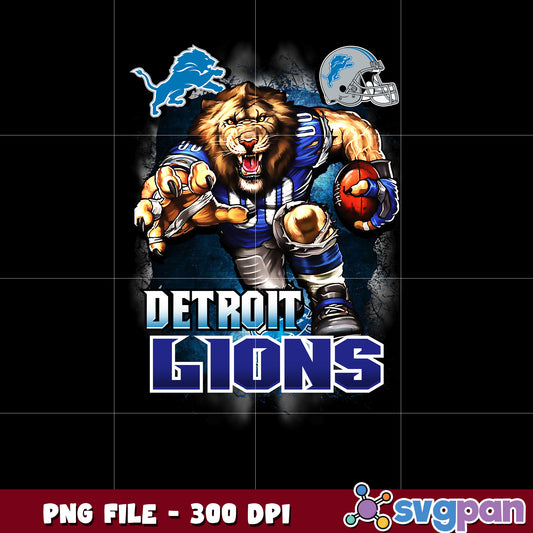 Detroit lions logo helmet and mascot png, super bowl png, american football png