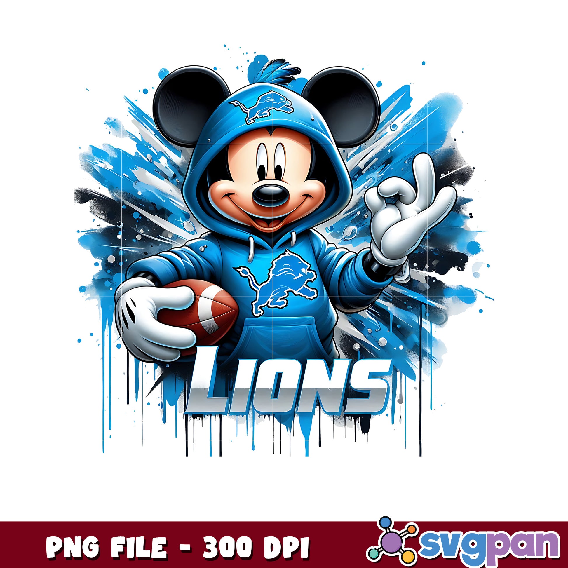 Detroit lions mickey mouse png, nfl png, nfl cartoon characters png