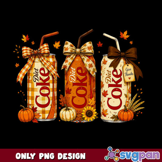 Diet Coke Fall Autumn PNG, Thanksgiving Pumpkin PNG, Give Thanks PNG