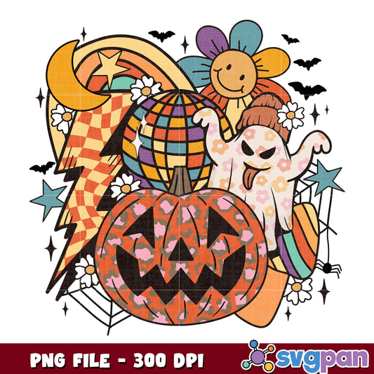 Disco pumpkin png, halloween ghost  png, spooky season png