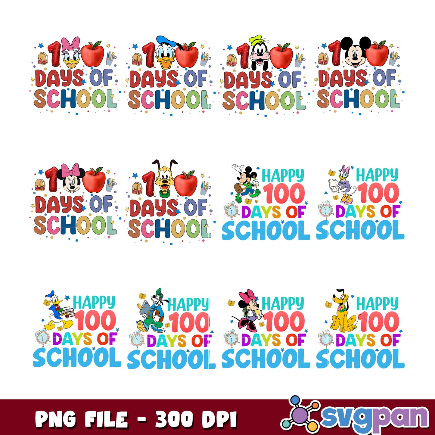 Disney 100 Days Of School PNG Bundle