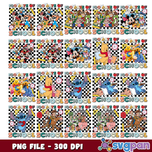 100 days of disney school png bundle