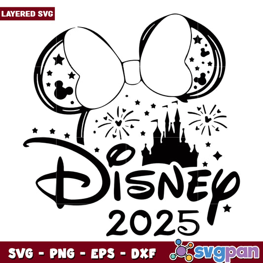 Disney 2025 SVG Design with Mouse Ears and Castle Art