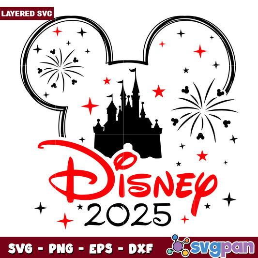 Disney 2025 SVG Mickey Mouse Castle Fireworks