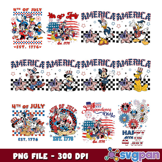 Disney 4th of July Bundle PNG 300 DPI