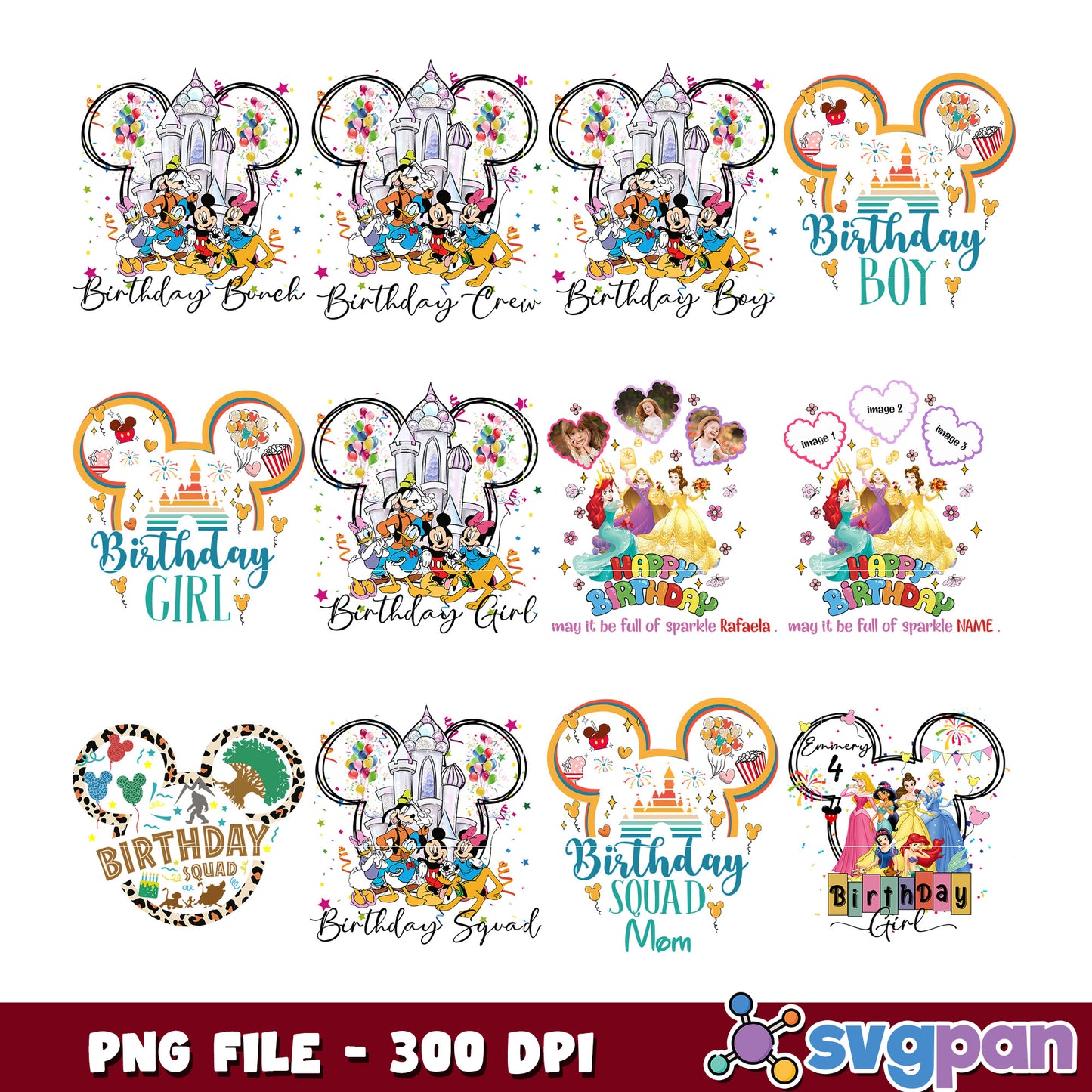 Disney Birthday Bundle PNG 300 DPI