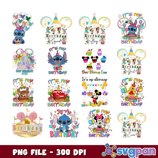 Disney Birthday SVG Bundle PNG 300DPI