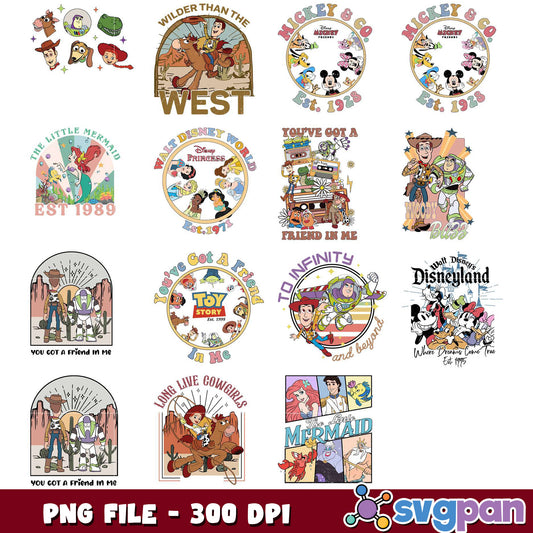 Disney Bundle PNG Sublimation Designs 300 DPI