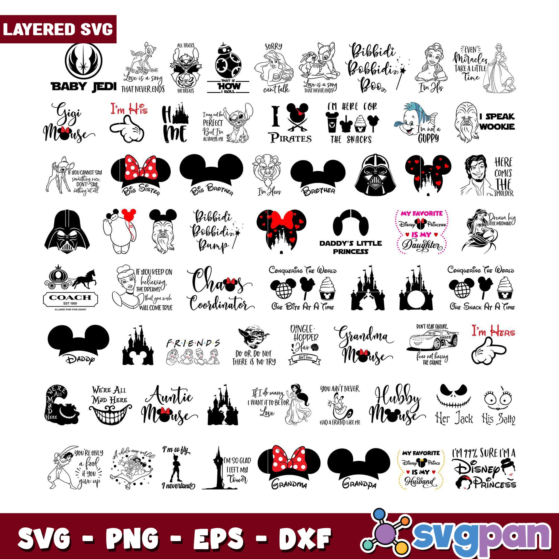 Disney Bundle SVG Files Cricut PNG, EPS, DXF
