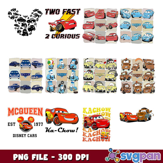 Disney Cars PNG Bundle McQueen, Mater, More!